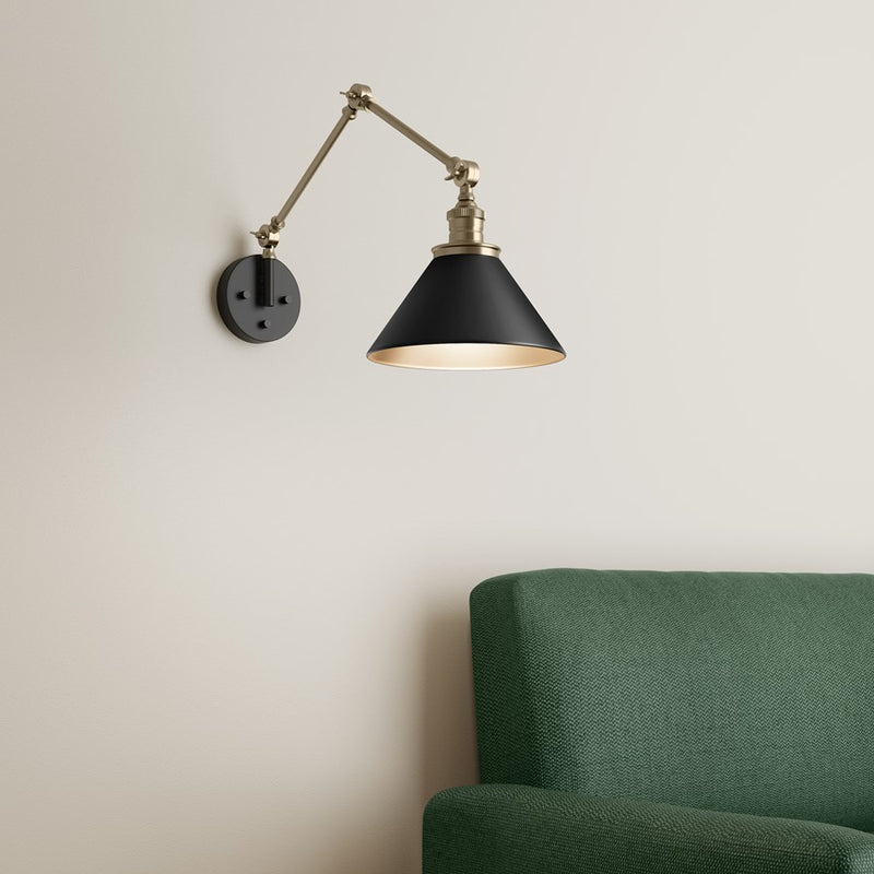 Millennium Lighting Edward 1Lt Swing Arm Sconce, Black/Brass