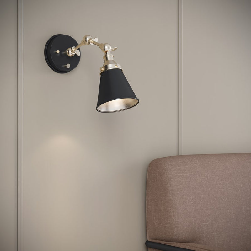 Millennium Lighting Edith 1Lt Swing Arm Sconce, Black/Brass