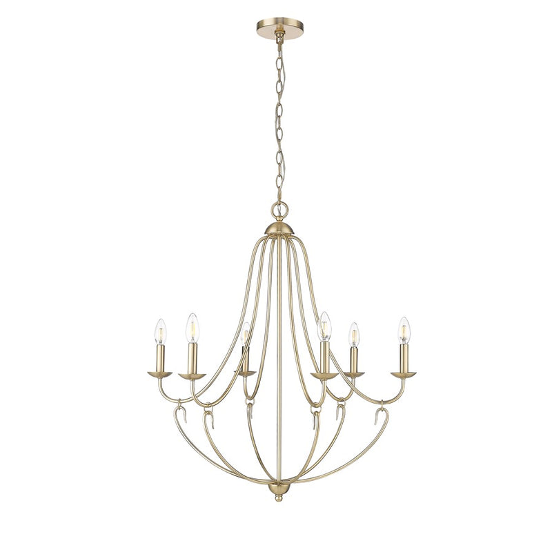 Millennium Lighting Eisley 6Lt Chandelier, Modern Gold