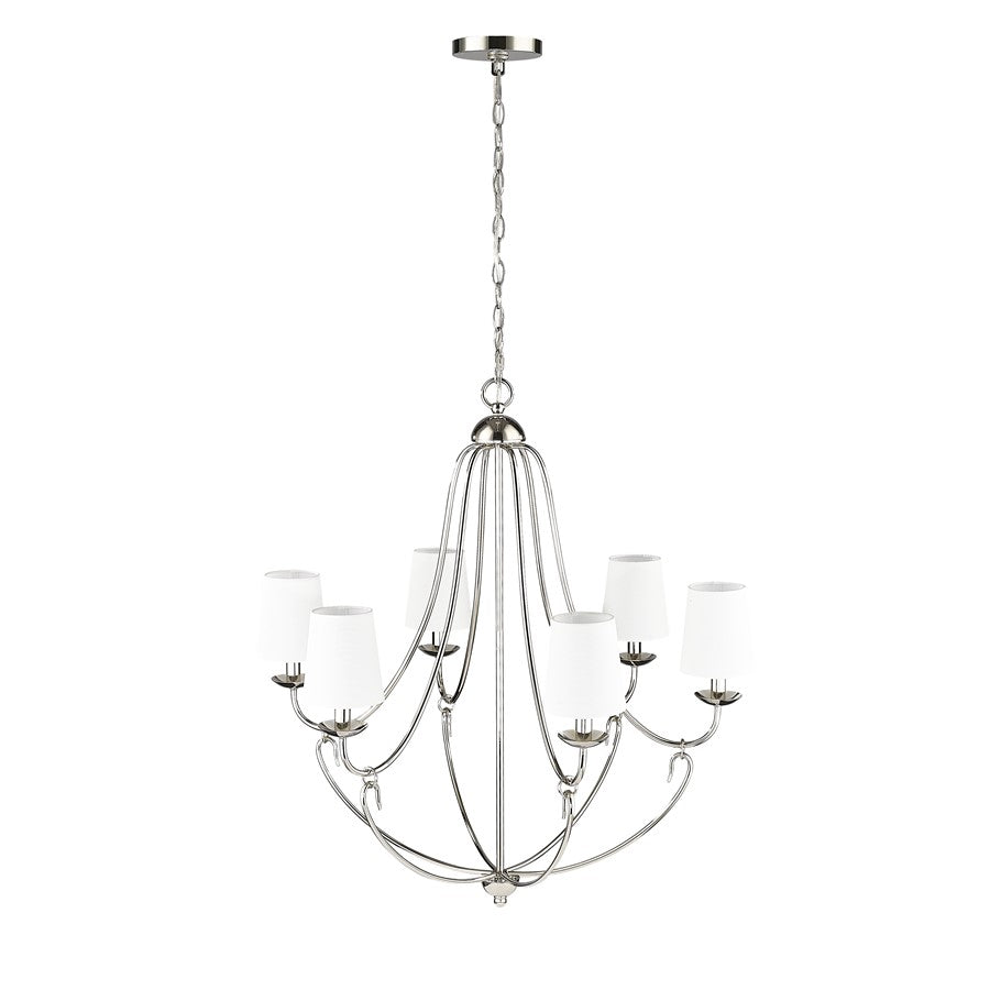Millennium Lighting Eisley 6Lt Chandelier, Polished Nickel - 12106-PN