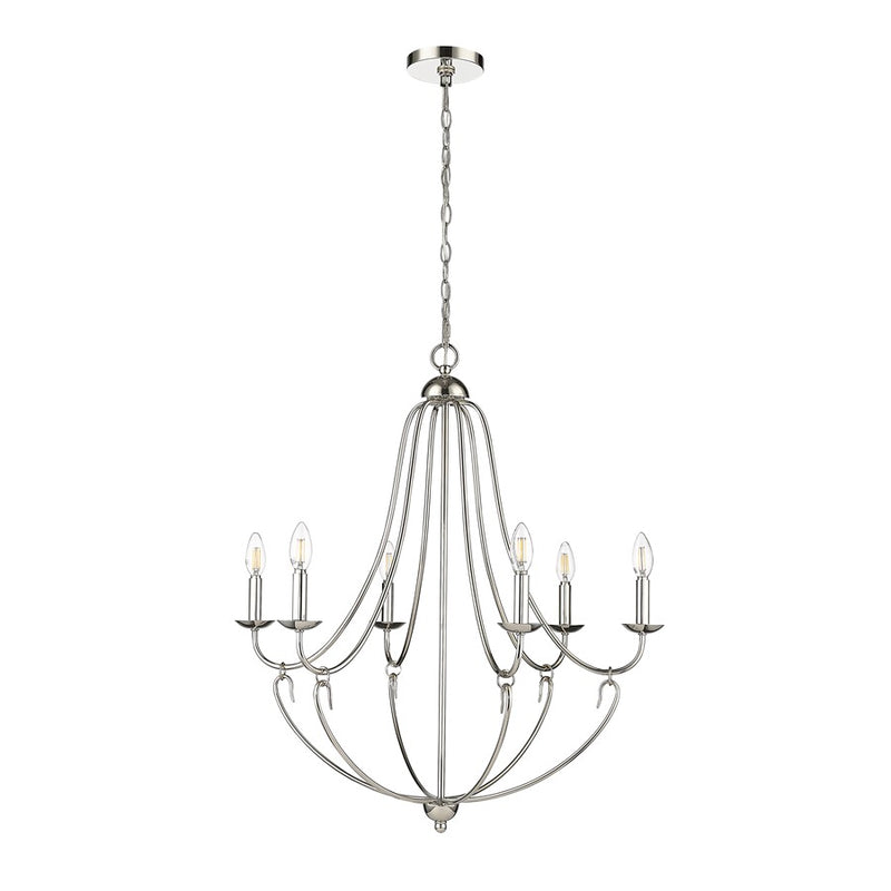 Millennium Lighting Eisley 6Lt Chandelier, Polished Nickel