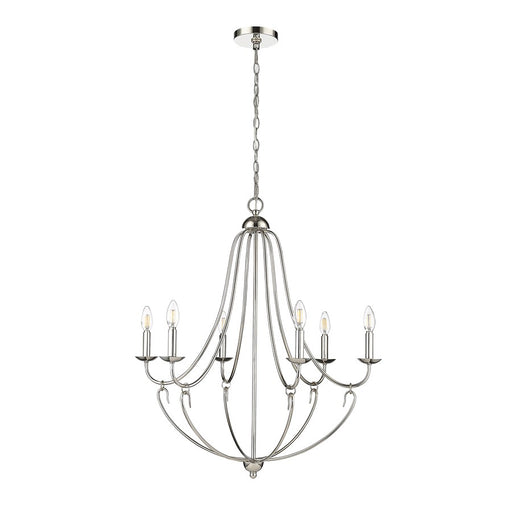 Millennium Lighting Eisley 6Lt Chandelier, Polished Nickel