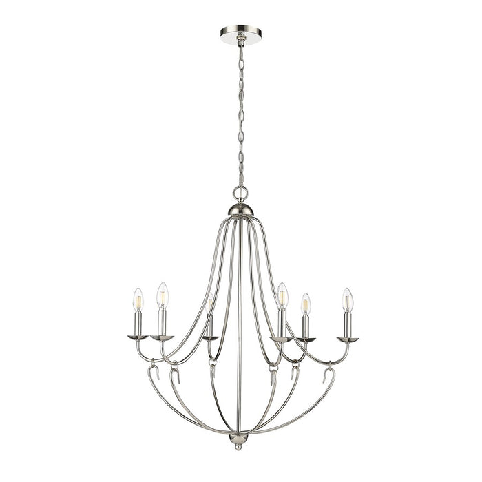 Millennium Lighting Eisley 6Lt Chandelier, Polished Nickel