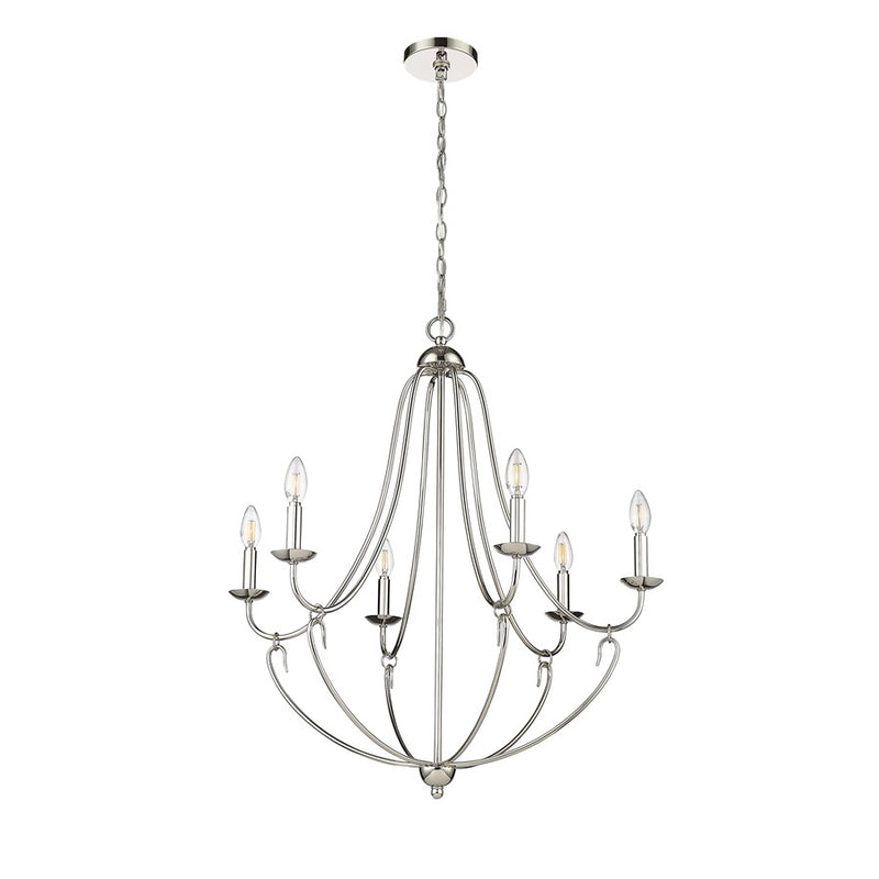 Millennium Lighting Eisley 6Lt Chandelier, Polished Nickel