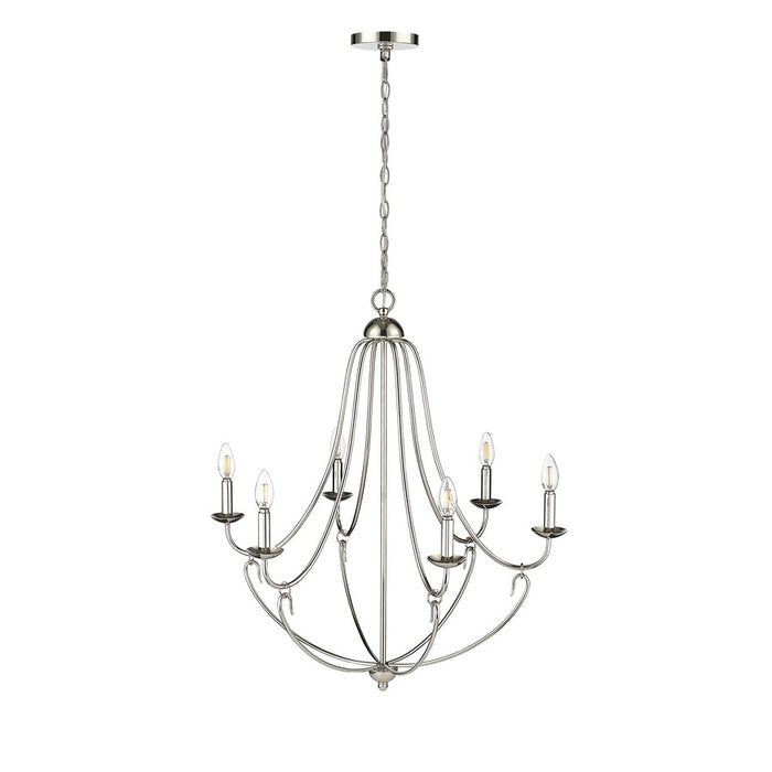 Millennium Lighting Eisley 6Lt Chandelier, Polished Nickel