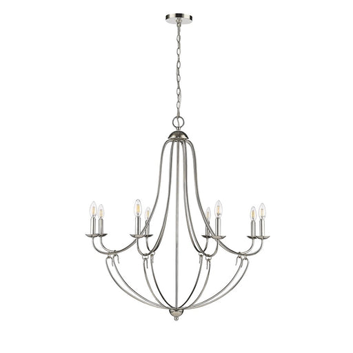 Millennium Lighting Eisley 8Lt Chandelier, Polished Nickel - 12108-PN
