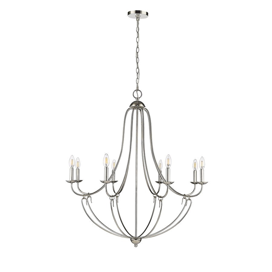 Millennium Lighting Eisley 8Lt Chandelier, Polished Nickel - 12108-PN