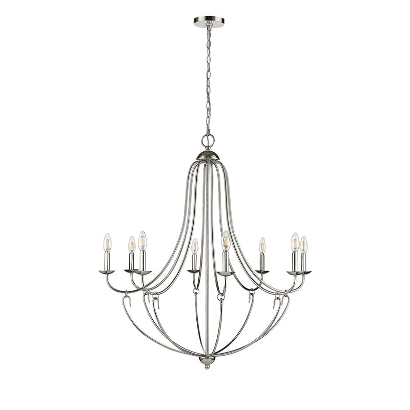 Millennium Lighting Eisley 8Lt Chandelier, Polished Nickel