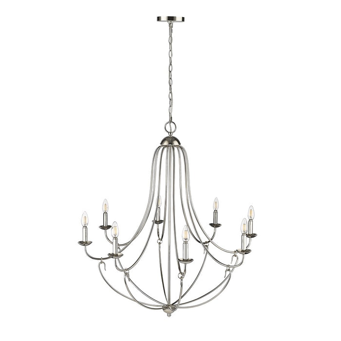 Millennium Lighting Eisley 8Lt Chandelier, Polished Nickel