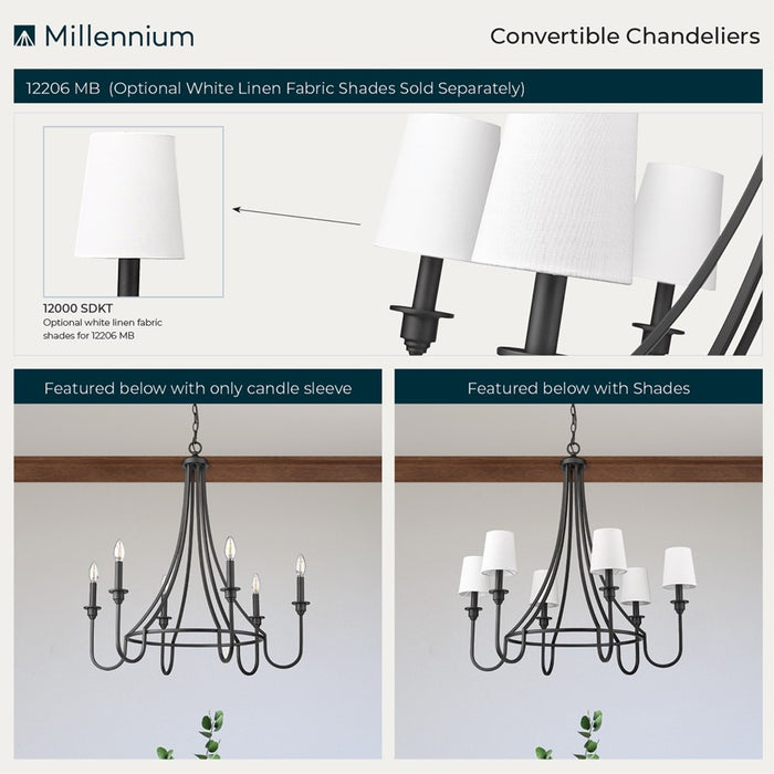 Millennium Lighting Artemis 5Lt 26" Chandelier, Black