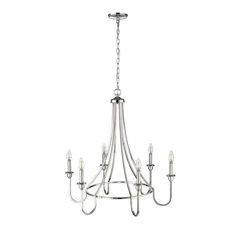 Millennium Lighting Artemis 6 Light 32" Chandelier, Polished Nickel