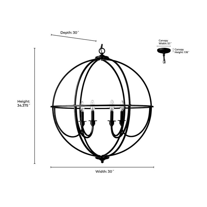 Millennium Lighting Artemis 6Lt 34" Chandelier, Black