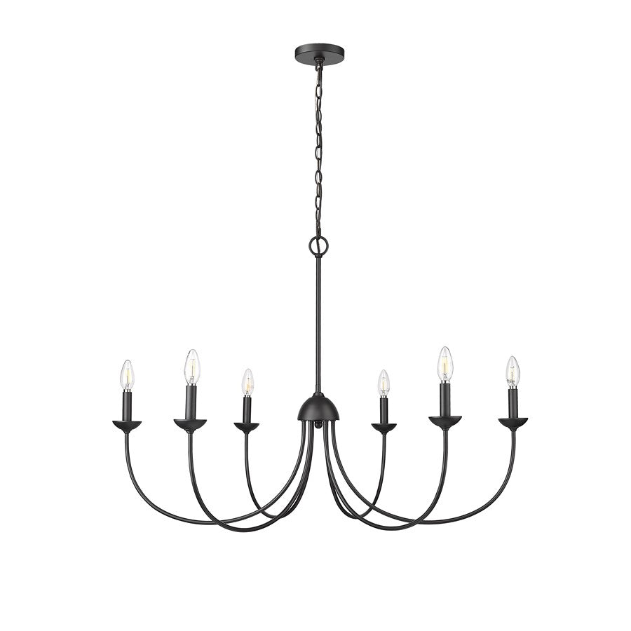 Millennium Lighting Huxley 6 Light Chandelier, Matte Black - 12406-MB