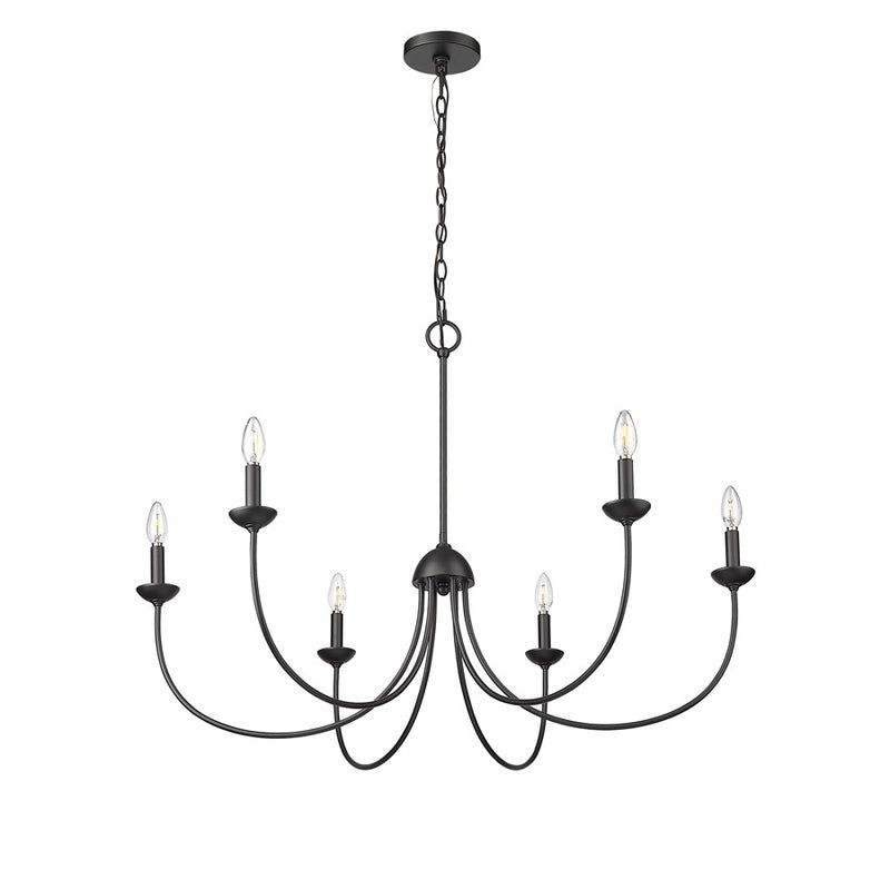 Millennium Lighting Huxley 6 Light Chandelier, Matte Black