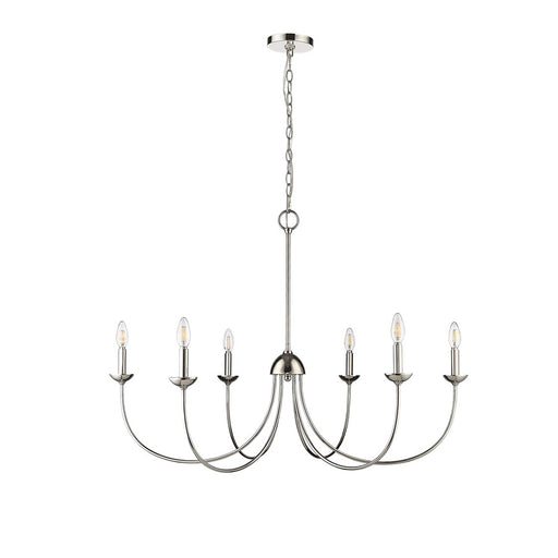 Millennium Lighting Huxley 6Lt Chandelier, Polished Nickel - 12406-PN