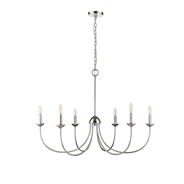 Millennium Lighting Huxley 6Lt Chandelier, Polished Nickel - 12406-PN