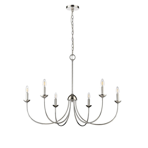 Millennium Lighting Huxley 6Lt Chandelier, Polished Nickel