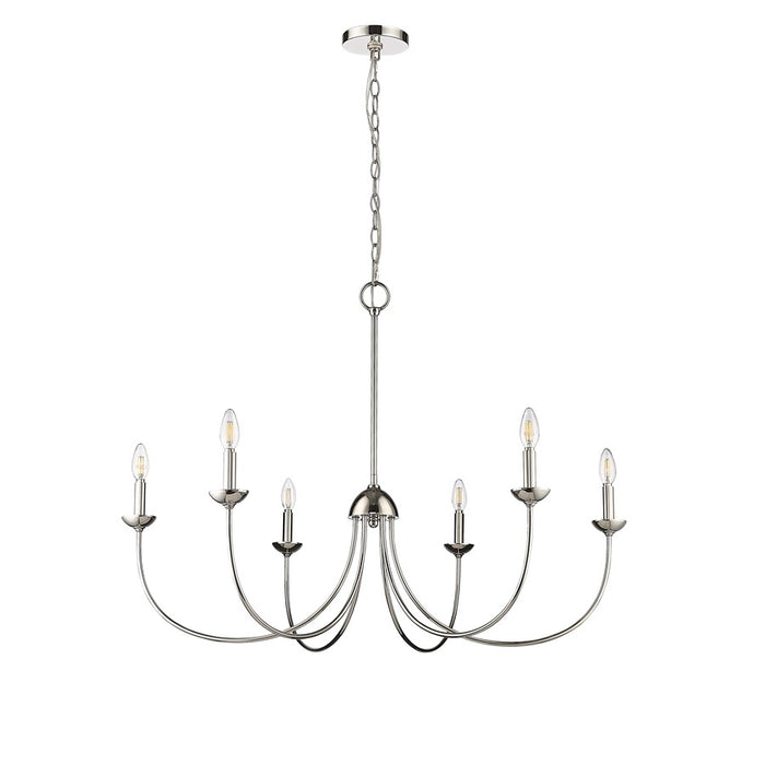 Millennium Lighting Huxley 6Lt Chandelier, Polished Nickel