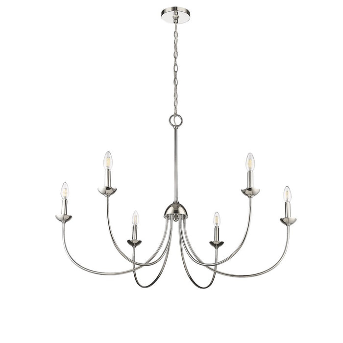 Millennium Lighting Huxley 6Lt Chandelier, Polished Nickel