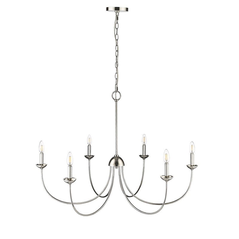 Millennium Lighting Huxley 6Lt Chandelier, Polished Nickel