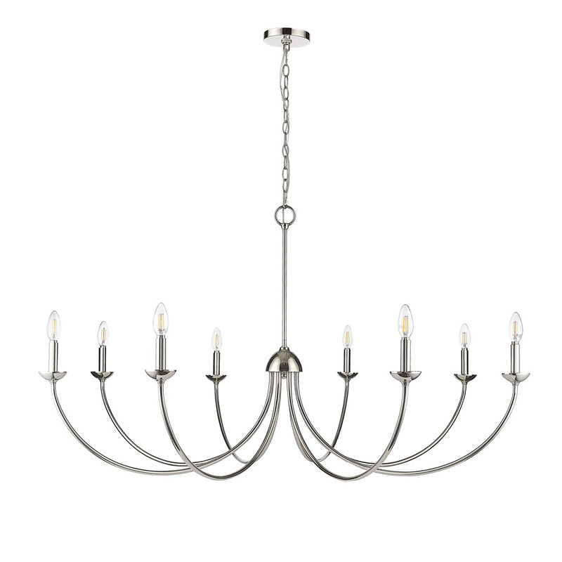 Millennium Lighting Huxley 8Lt Chandelier, Polished Nickel - 12408-PN