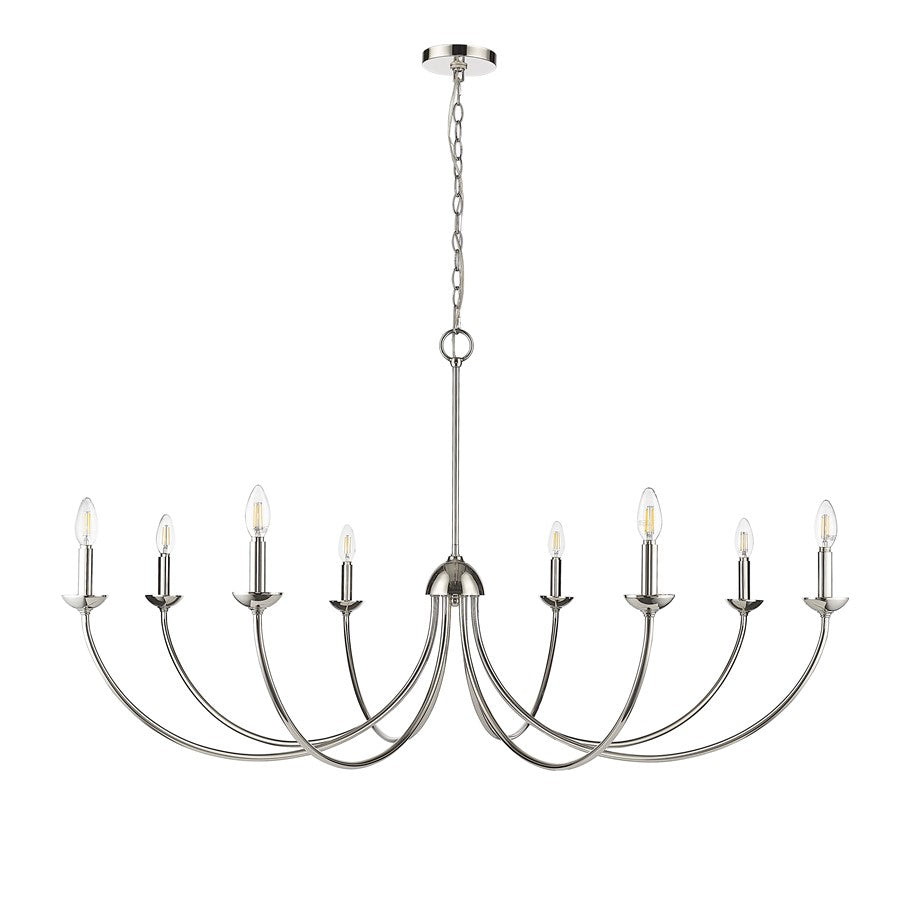 Millennium Lighting Huxley 8Lt Chandelier, Polished Nickel - 12408-PN
