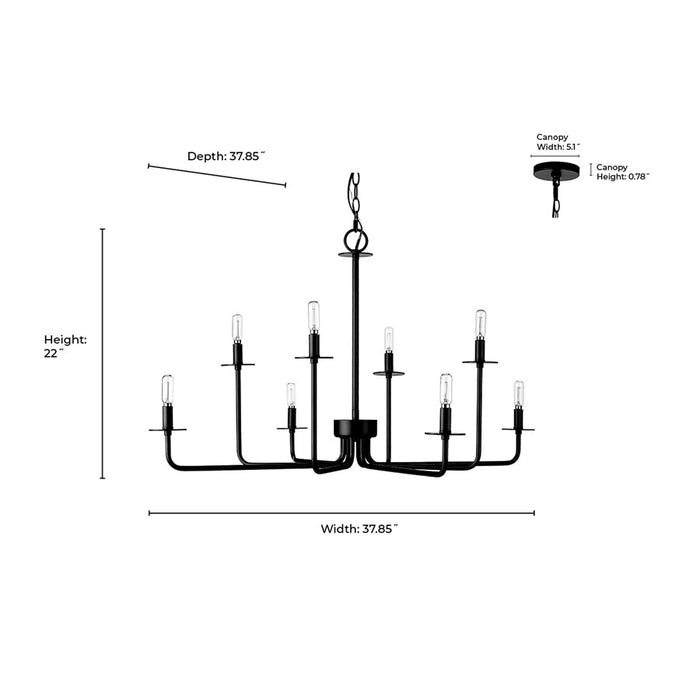 Millennium Lighting Marceline 8Lt Chandelier, Polished Nickel