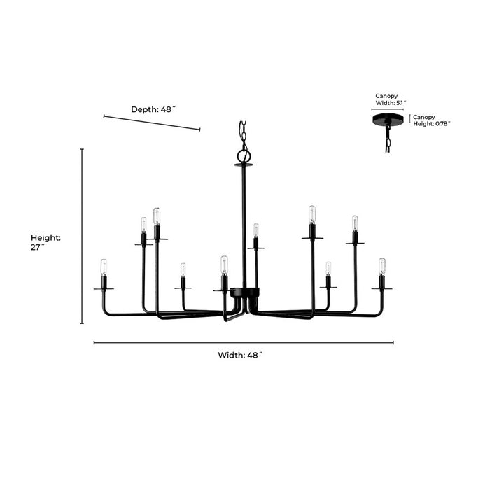 Millennium Lighting Marceline 10Lt Chandelier, Nickel