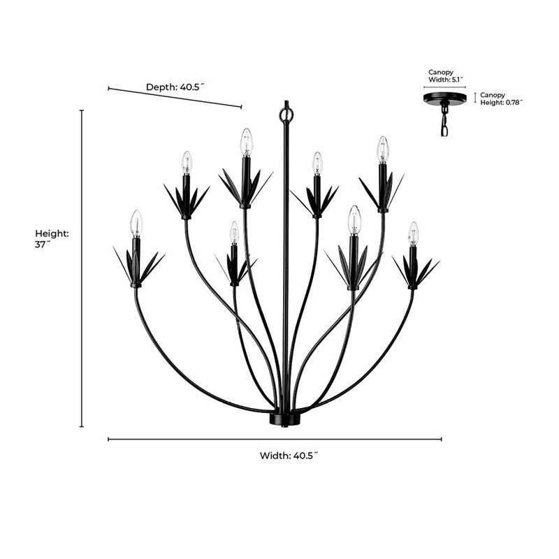 Millennium Lighting Primrose 8Lt Chandelier, Black