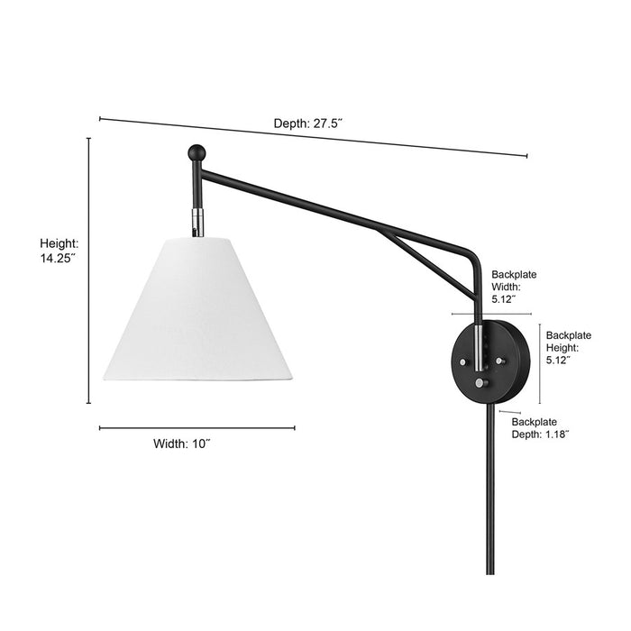 Millennium Lighting Elane 1Lt Swing Arm Sconce, Black/Brass