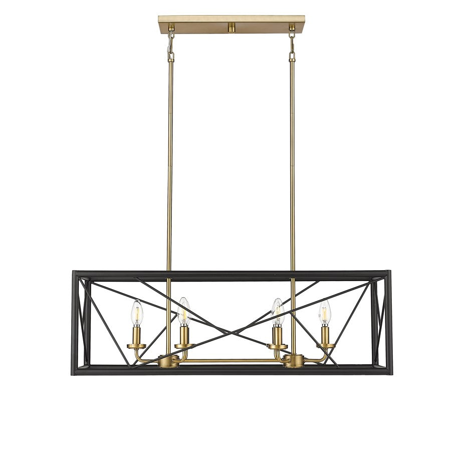 Millennium Lighting Surrey 6Lt 34" Chandelier, Black/Vintage Brass - 13306-MB-VB