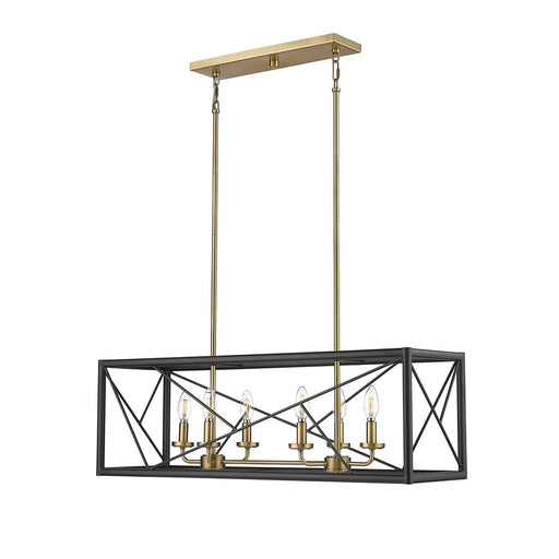Millennium Lighting Surrey 6Lt 34" Chandelier, Black/Vintage Brass