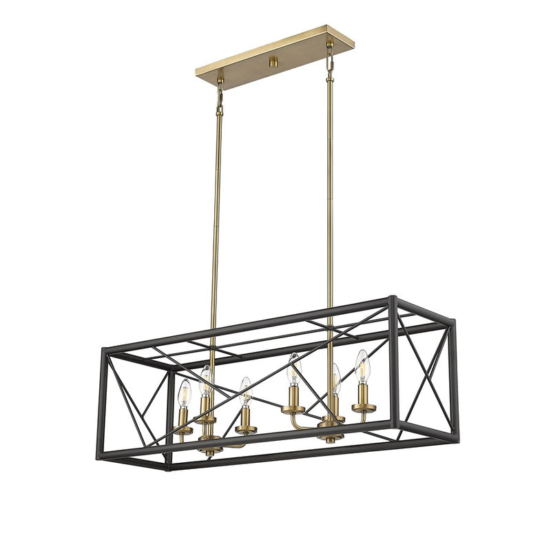 Millennium Lighting Surrey 6Lt 34" Chandelier, Black/Vintage Brass