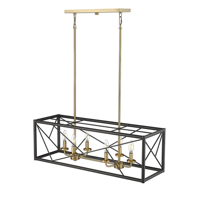 Millennium Lighting Surrey 6Lt 34" Chandelier, Black/Vintage Brass