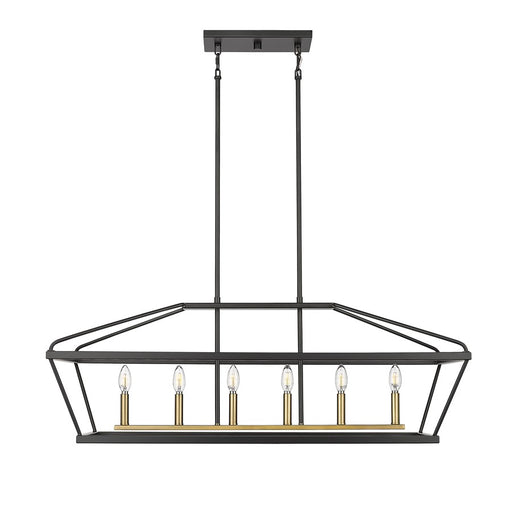 Millennium Lighting Surrey 6Lt 42" Chandelier, Black/Vintage Brass - 13406-MB-VB