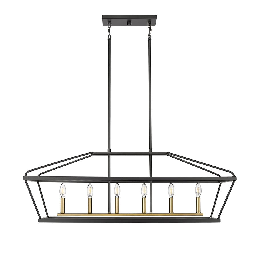 Millennium Lighting Surrey 6Lt 42" Chandelier, Black/Vintage Brass - 13406-MB-VB