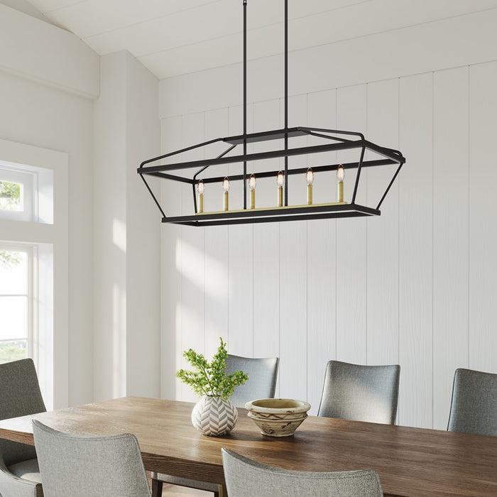 Millennium Lighting Surrey 6Lt 42" Chandelier, Black/Vintage Brass