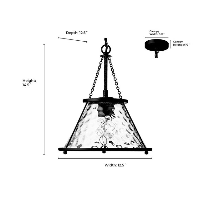 Millennium Lighting Javis 1 Light Pendant, Matte Black/Clear