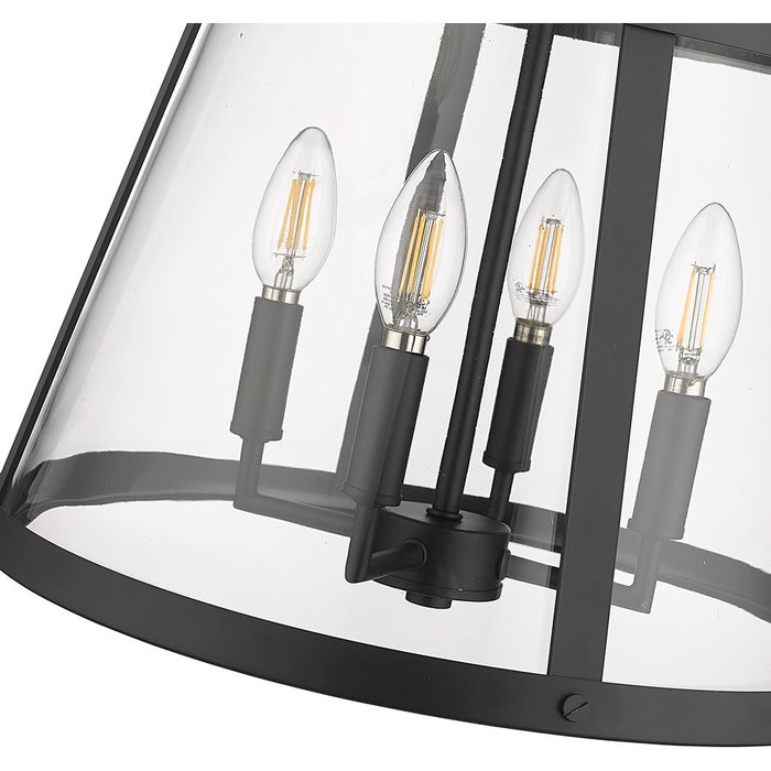 Millennium Lighting Edelweiss 4Lt Pendant, Black/Clear