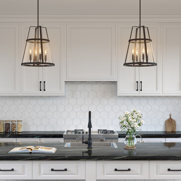 Millennium Lighting Edelweiss 4Lt Pendant, Black/Clear