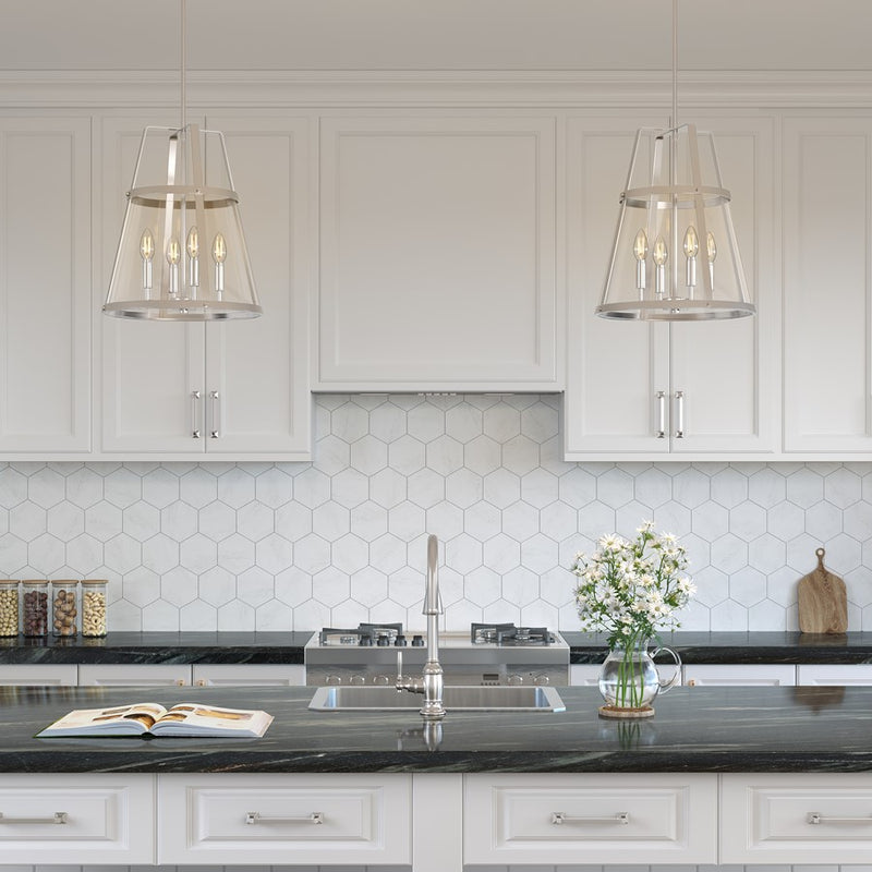 Millennium Lighting Edelweiss 4Lt Pendant, Nickel/Clear