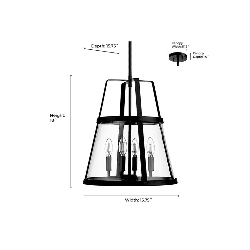 Millennium Lighting Edelweiss 4Lt Pendant, Nickel/Clear