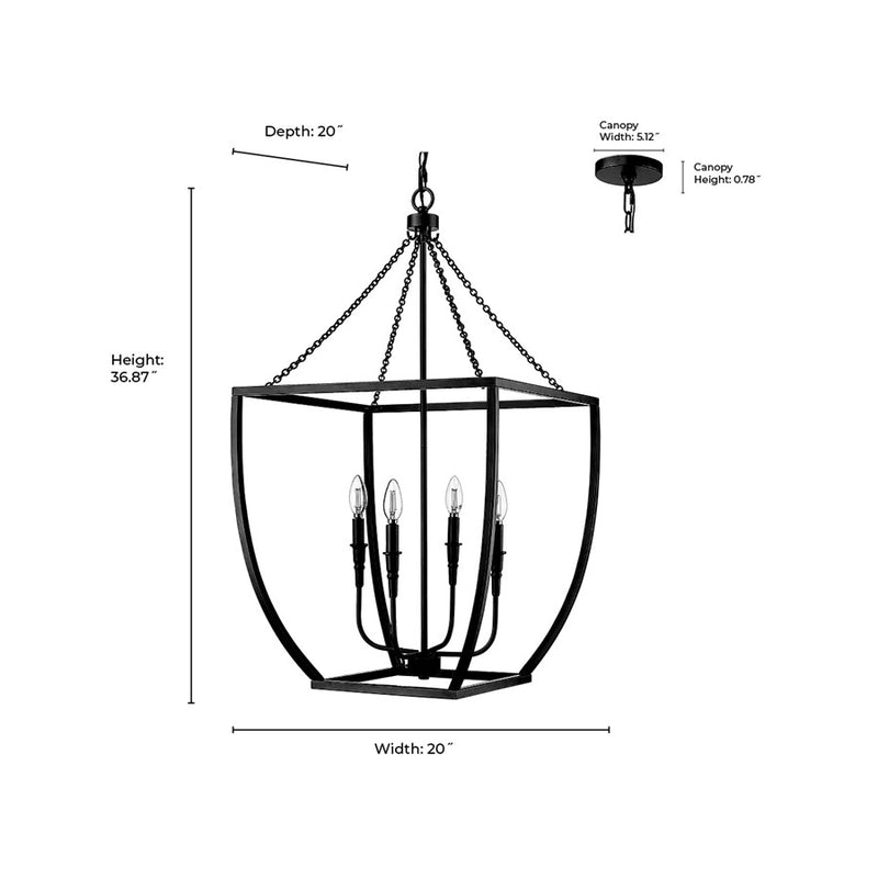 Millennium Lighting Kelsey 4Lt 37" Pendant, Black