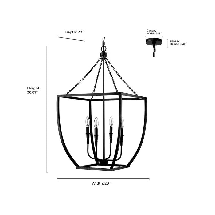 Millennium Lighting Kelsey 4Lt 37" Pendant, Black