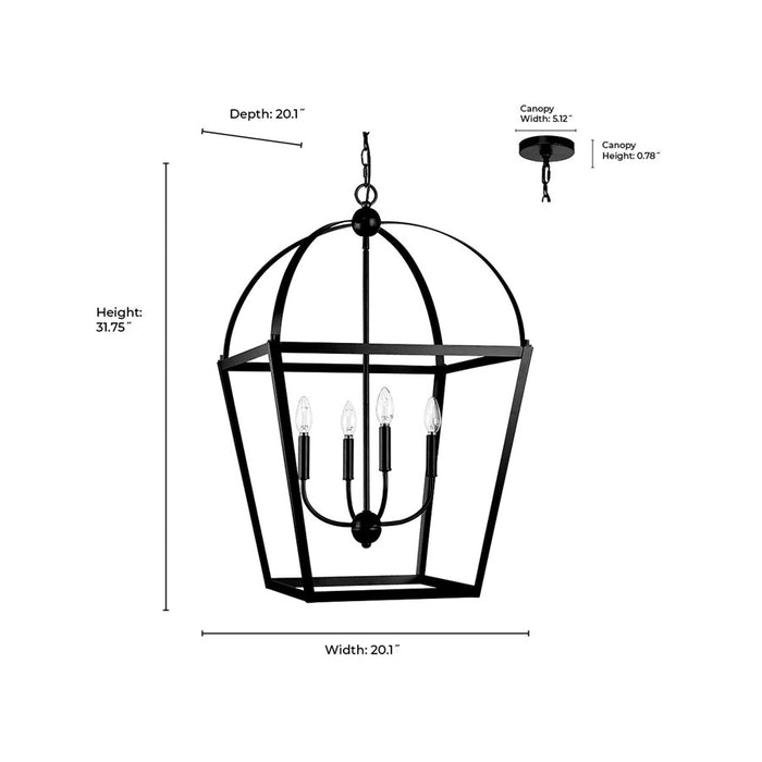 Millennium Lighting Kelsey 4Lt 32" Pendant, Black