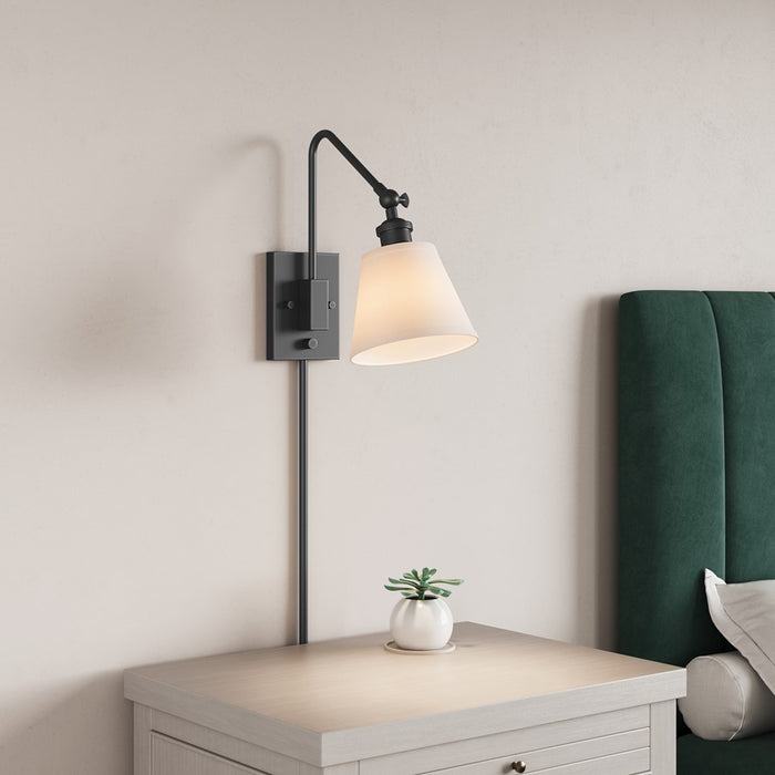 Millennium Lighting Elyon 1Lt Swing Arm Sconce, Black/Black