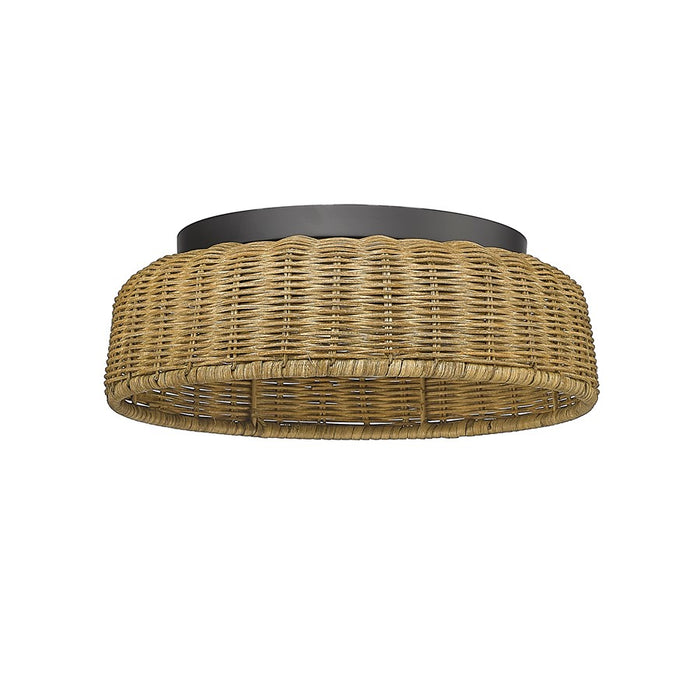Millennium Lighting 2 Light Flushmount, Matte Black/Rattan