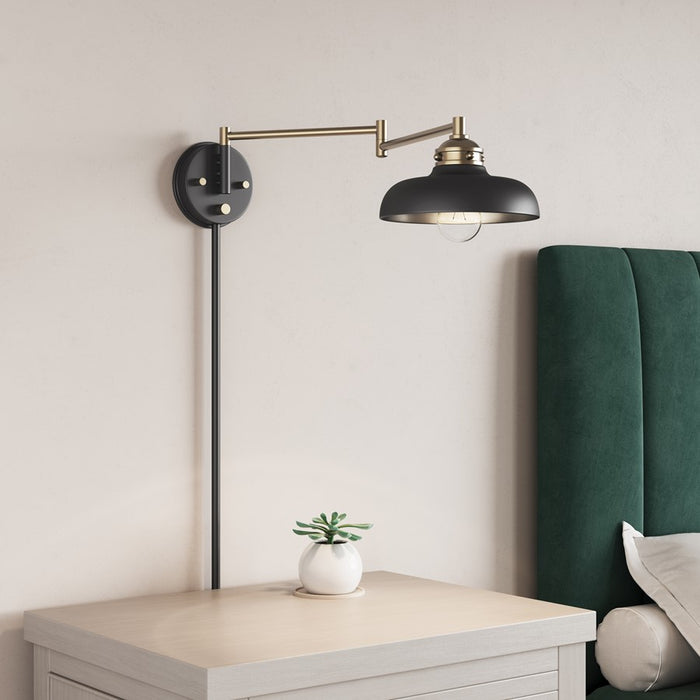 Millennium Lighting Ellison 1Lt Swing Arm Sconce, Black/Brass