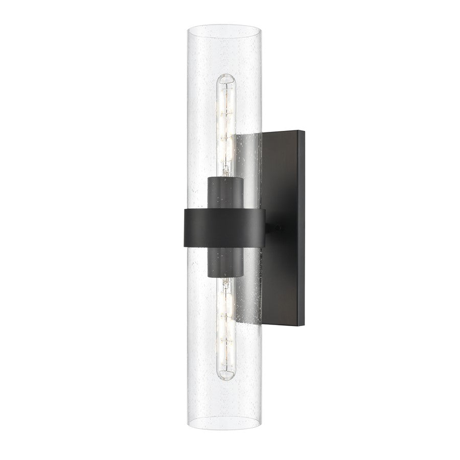 Millennium Lighting Jamison 2Lt 23" Wall Sconce, Black/Clear Seeded - 15102-MB