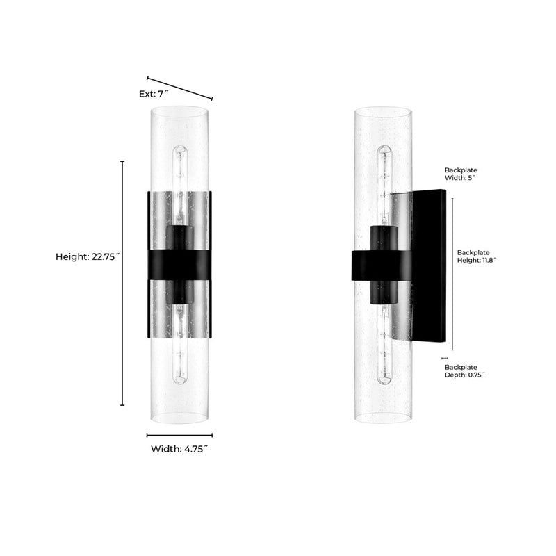 Millennium Lighting Jamison 2Lt 23" Wall Sconce, Brass/Clear Seeded